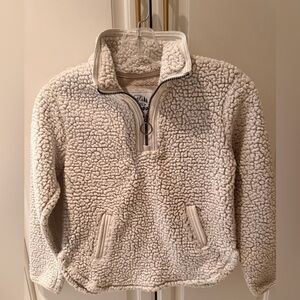 Girls Cream Sherpa cuddly quarter zip Sweater